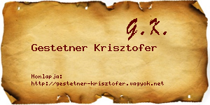 Gestetner Krisztofer névjegykártya
